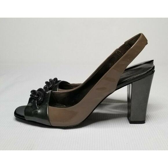 Anne Klein Charcoal Taupe Akvelie Heels Slingback Formal Shoes Size 7.5 - Picture 3 of 8